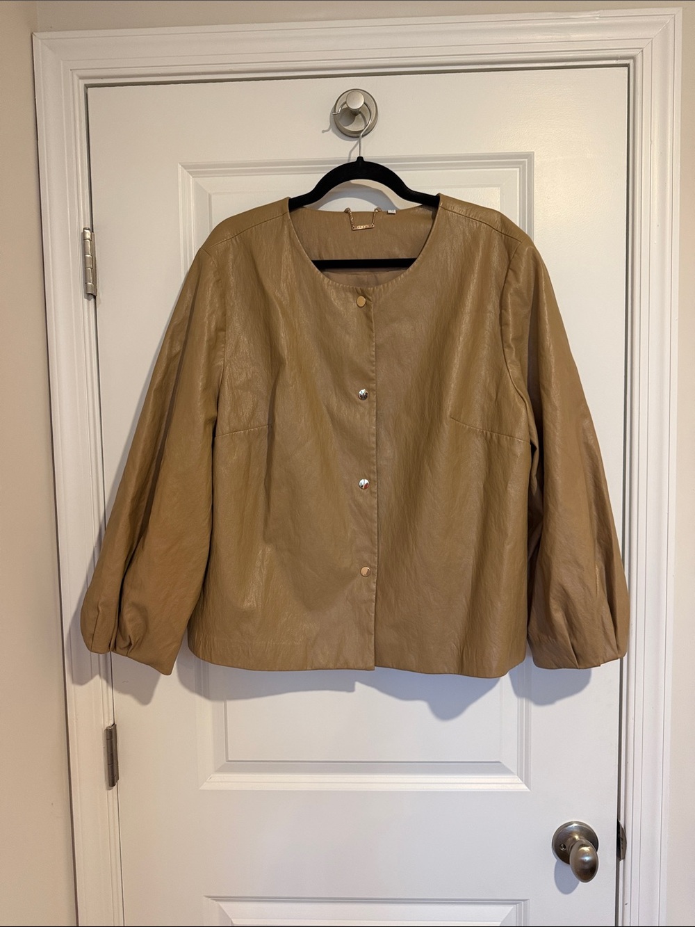 Chico's, Brioche Balloon Sleeve Faux Leather Jacket, 3.5 - Picture 5 of 9